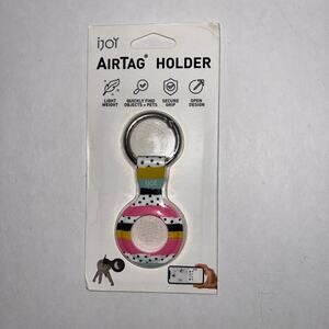 iJOY AirTag Holder Keychain Pink Multi Silicone Case NWT Lightweight